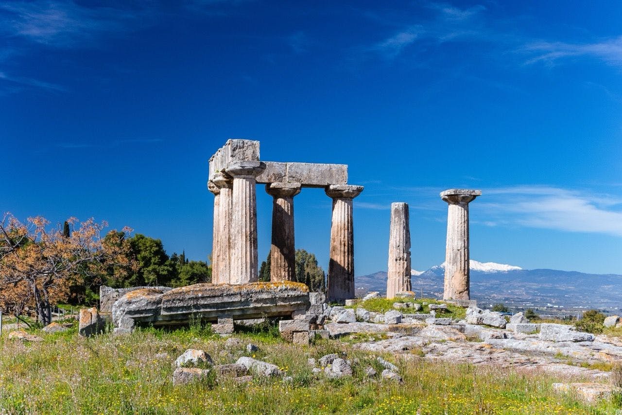 Ruins in Ancient Corinth, Greece.