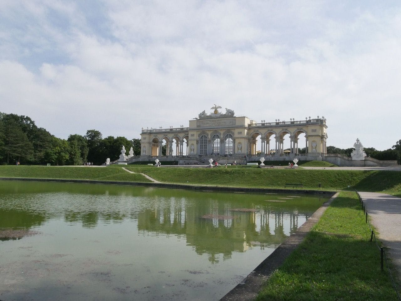 View on Schönbrunn Palace grand gardens.