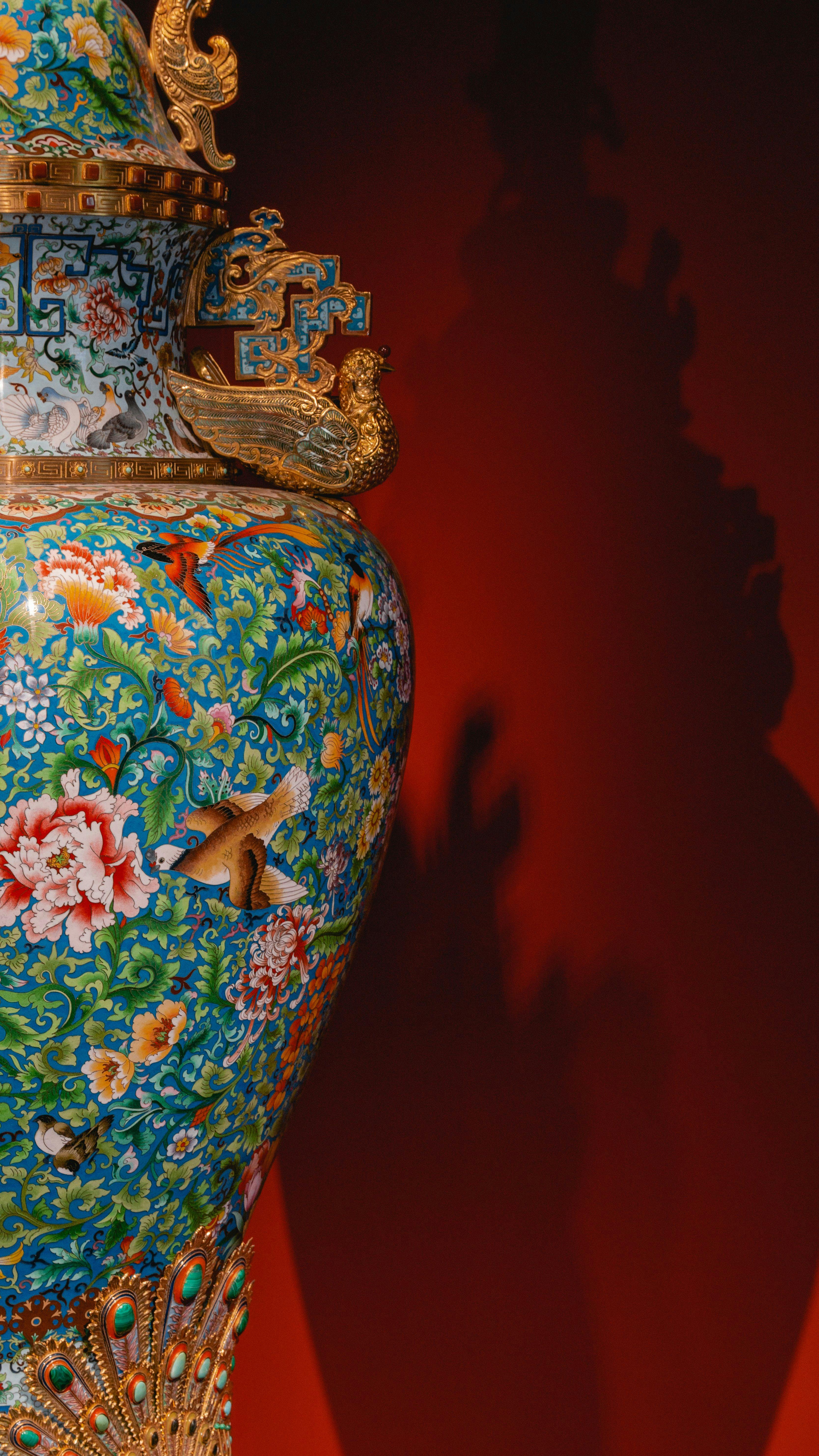 Decorated porcelain vase in China.