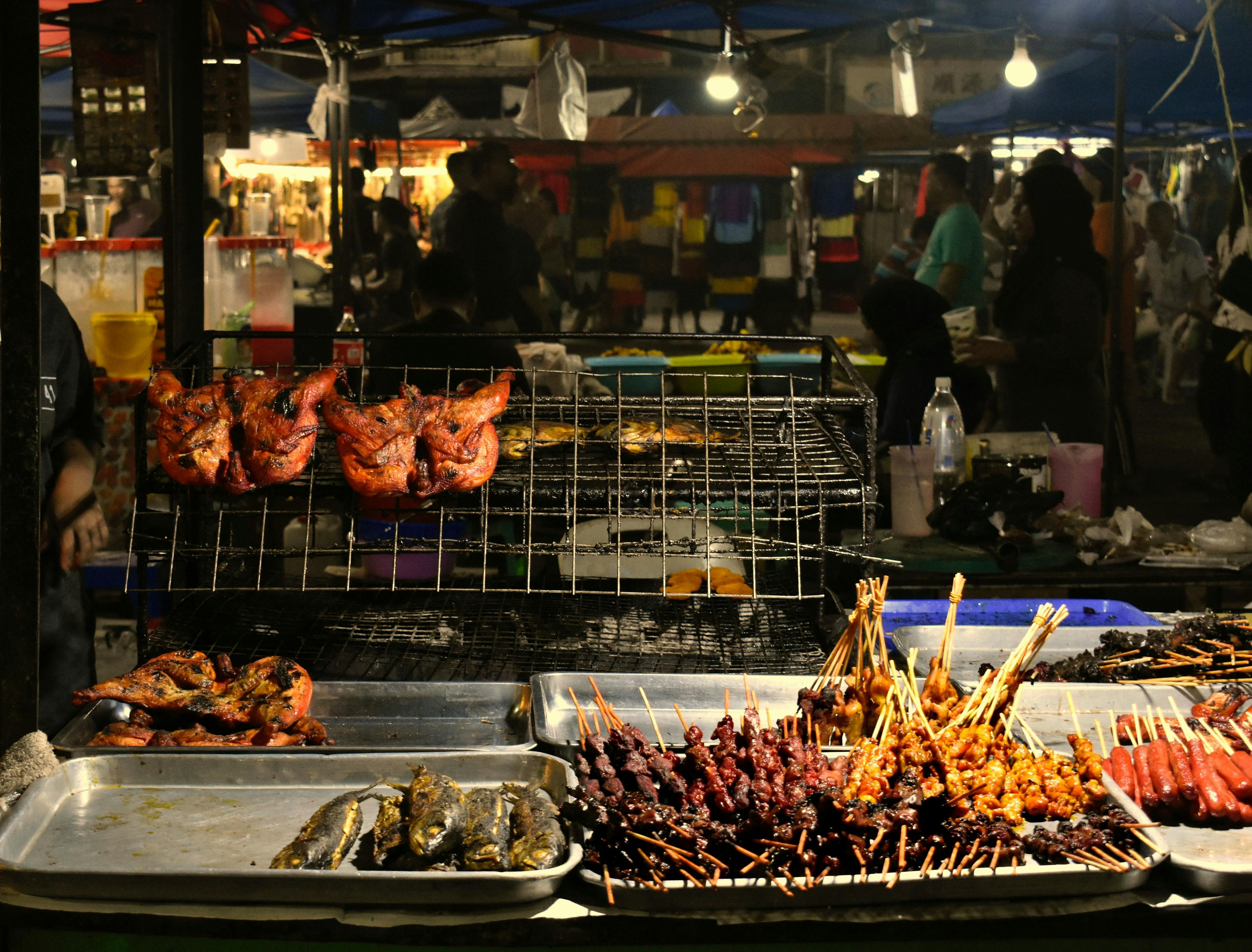 Night market in Sibu, Sarawak, Malaysia.