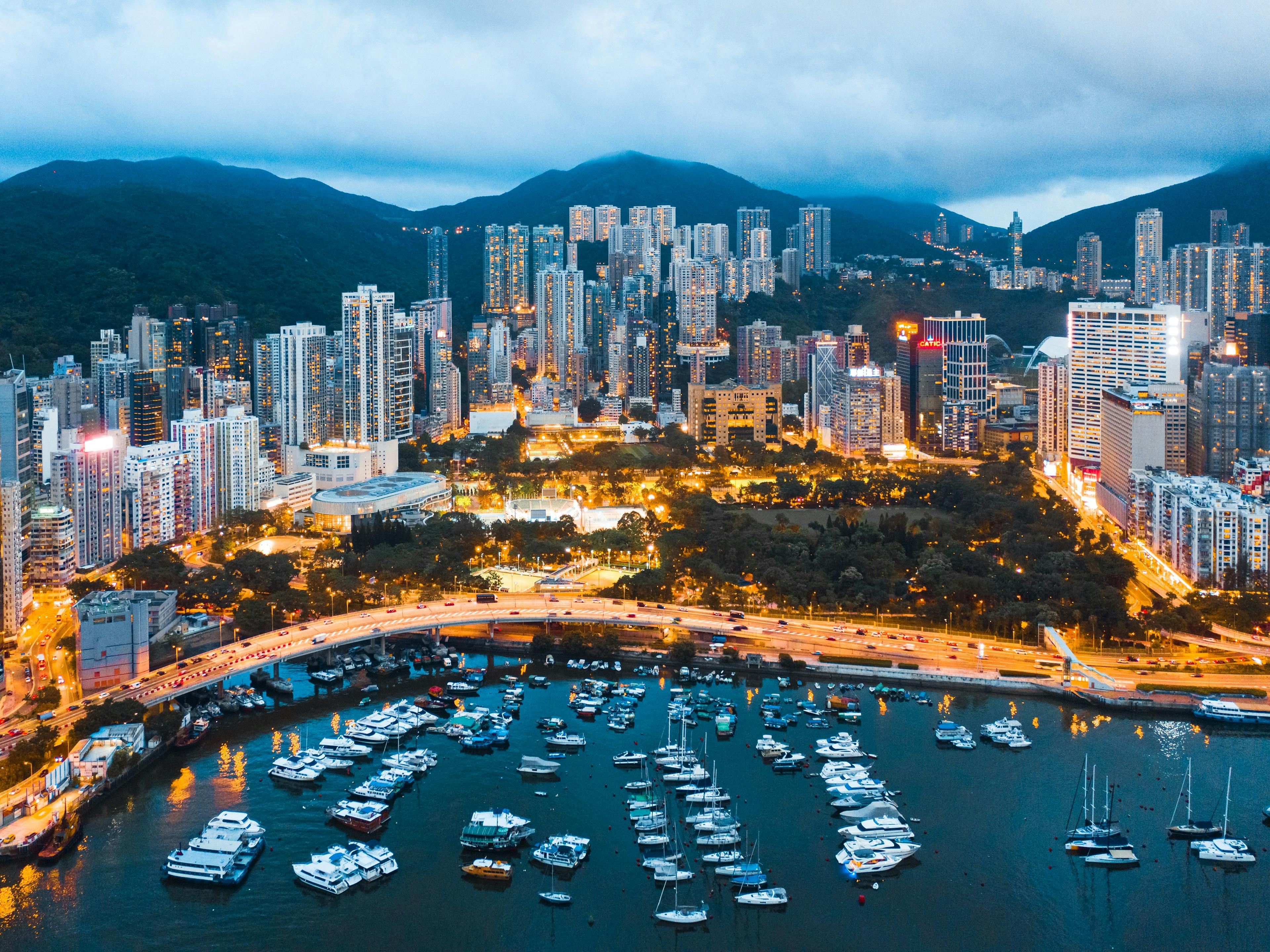 Hong Kong panorama taken from the sea