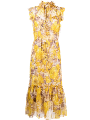 Zimmermann yellow floral print midi dress