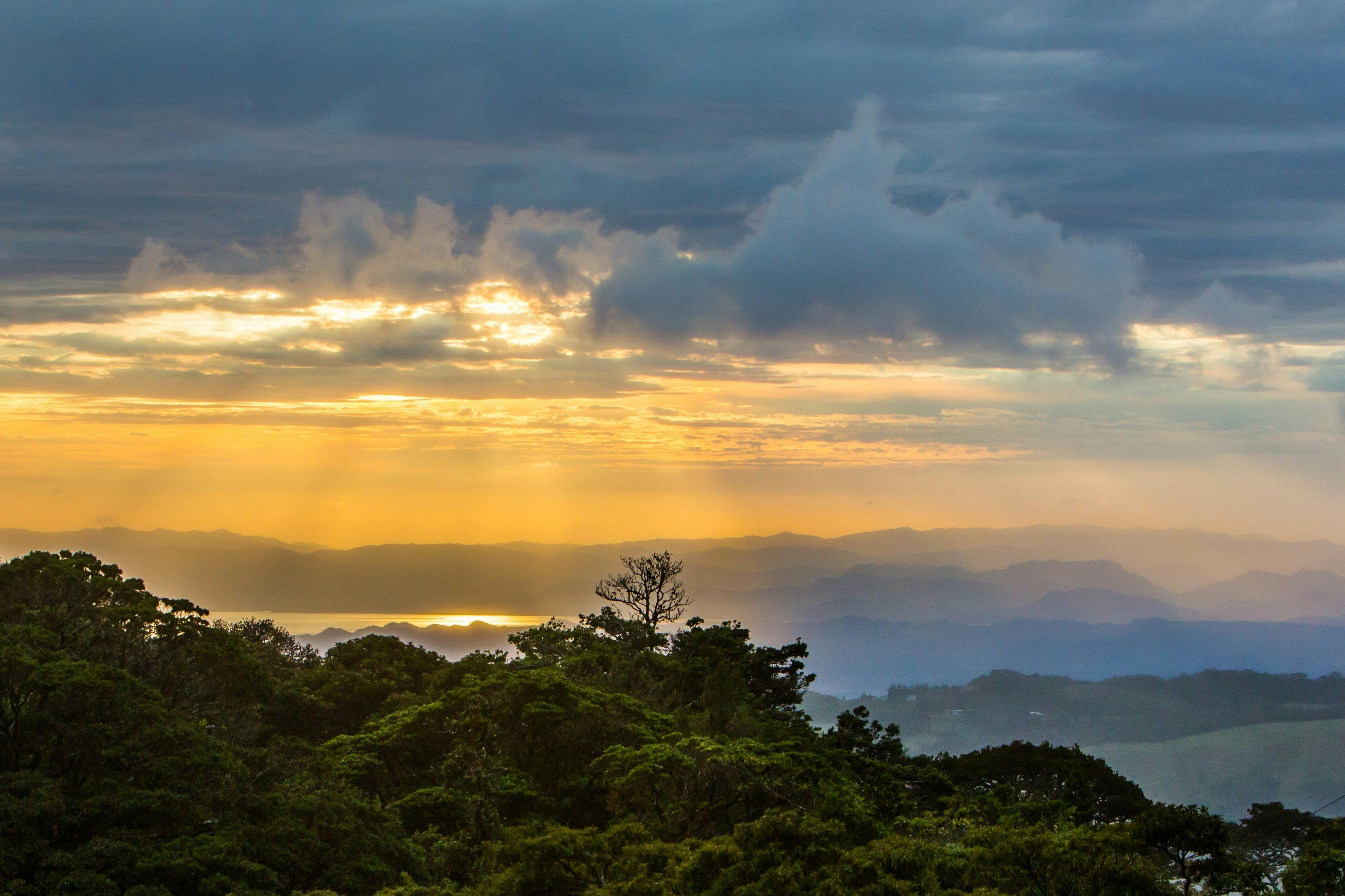 Evening sunset in Monteverde in Costa Rica.