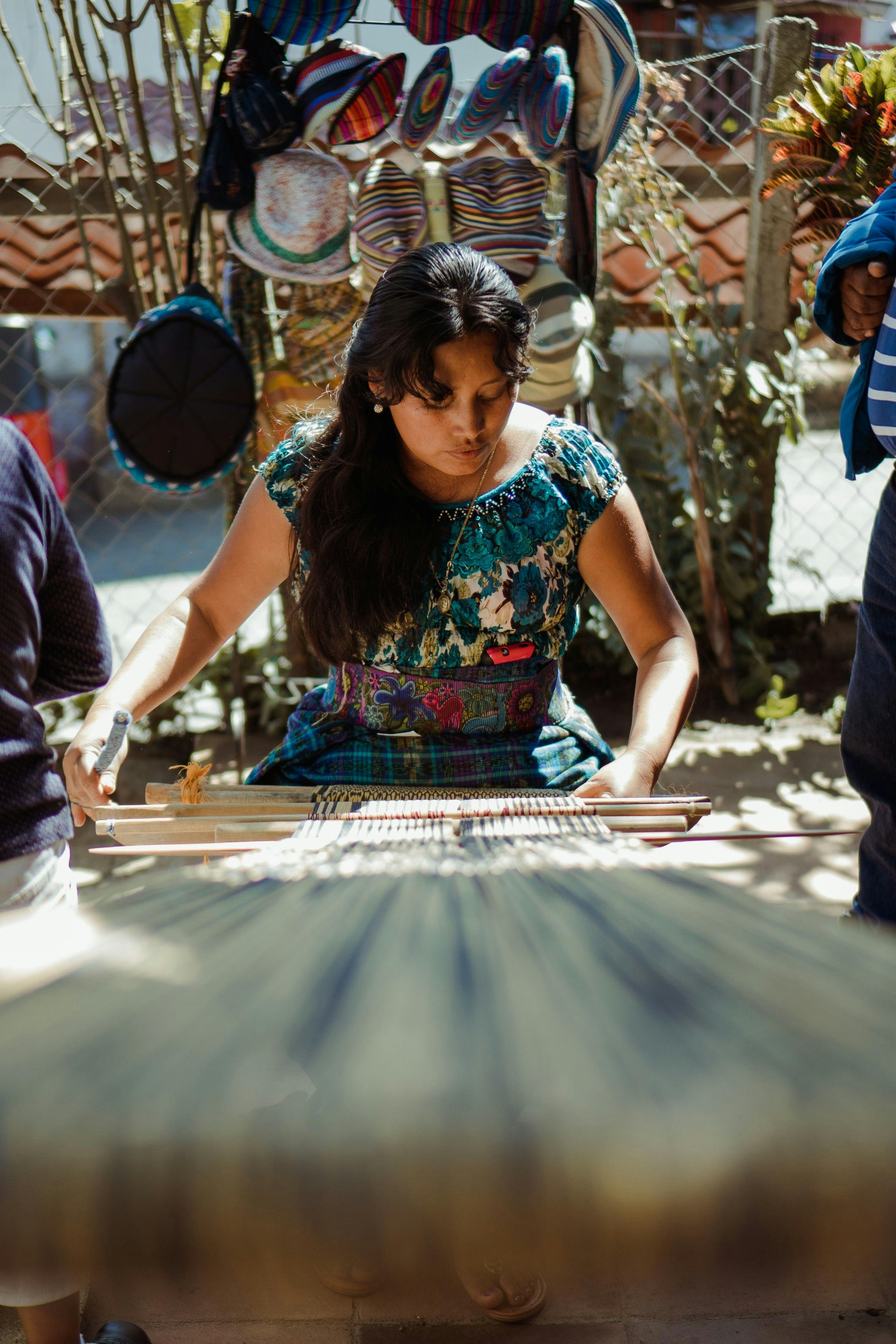 Woman working on the market in Guatemala. 