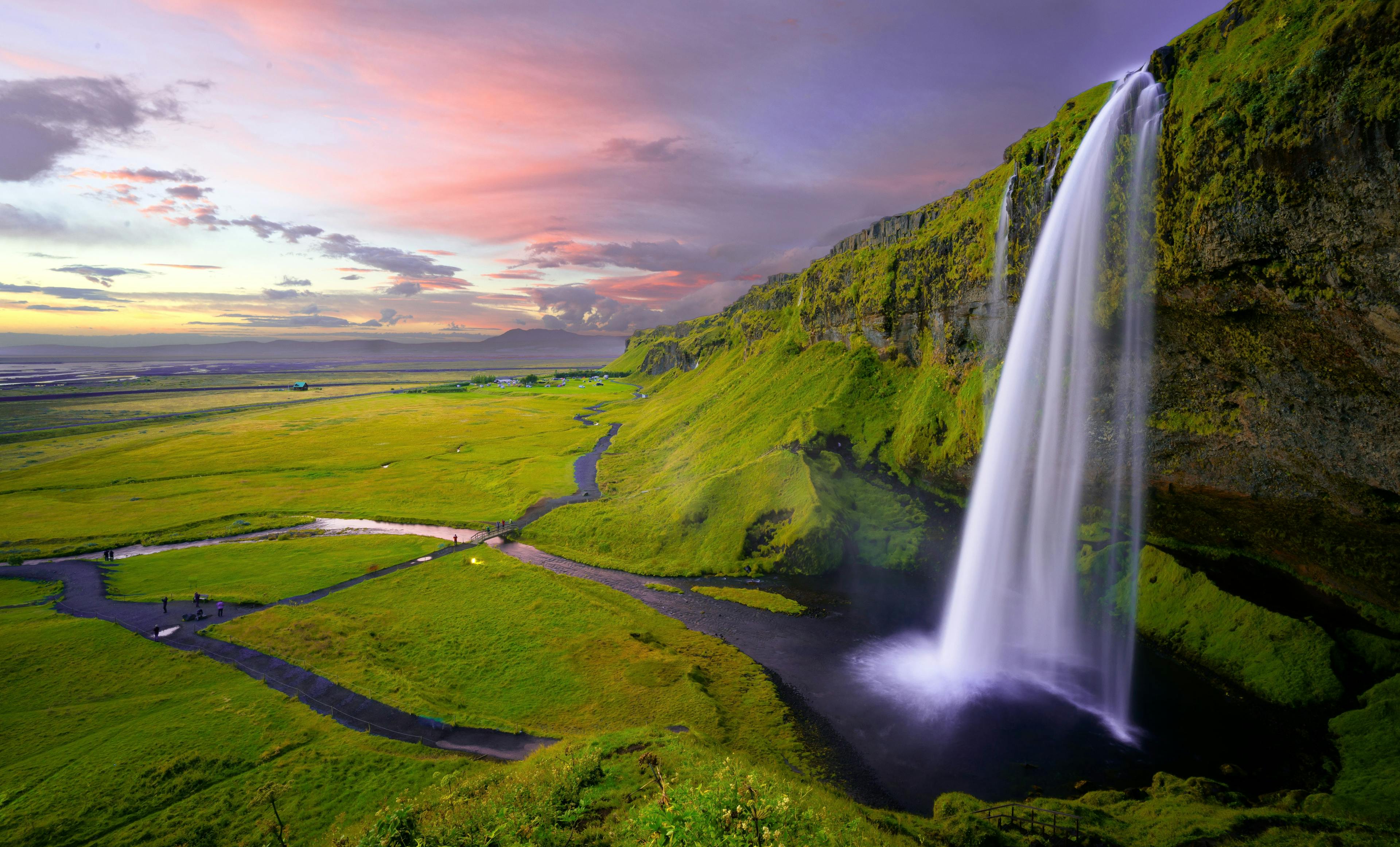 Waterfall and scenic landscape in Iceland