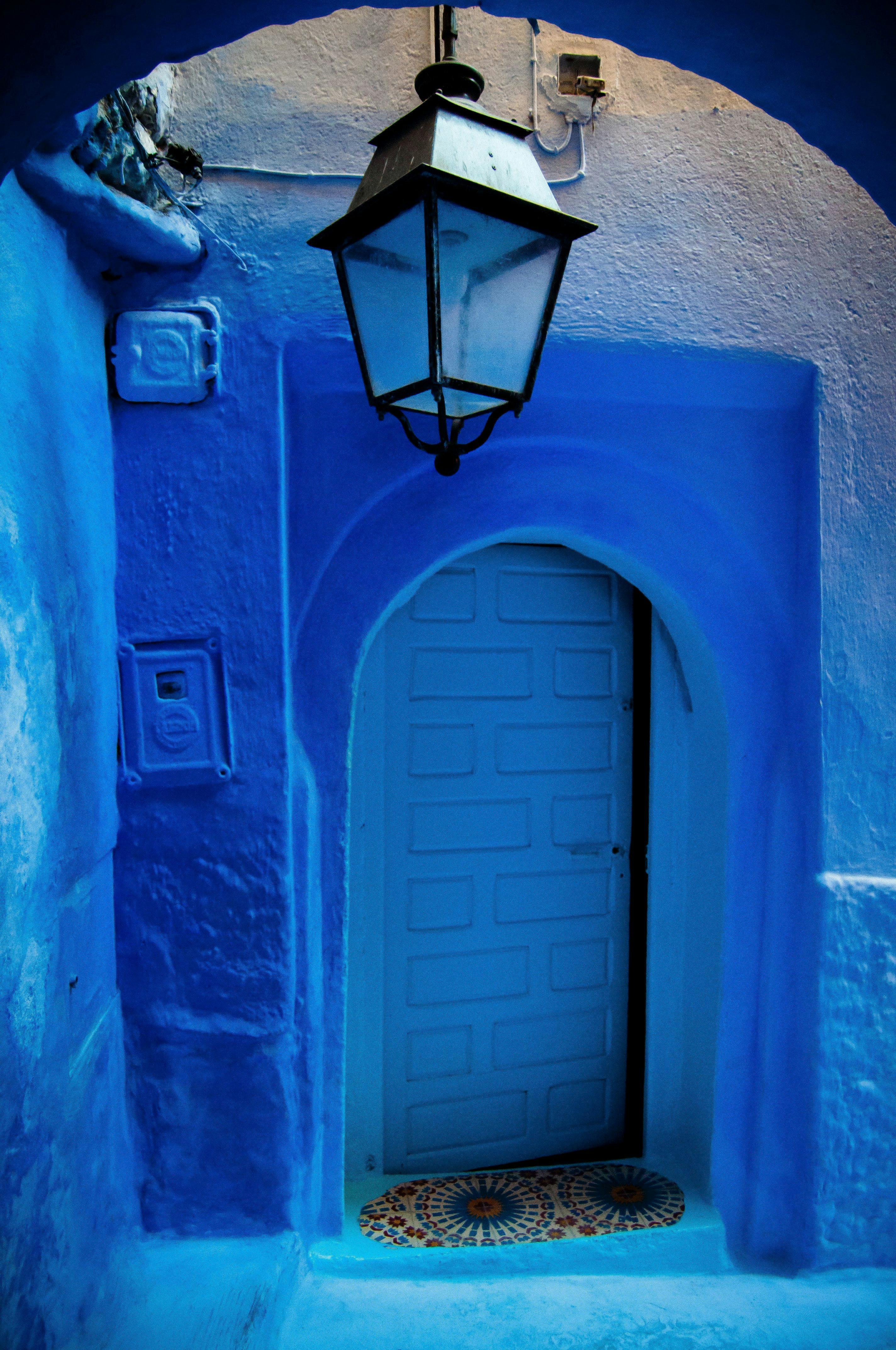 Blue doorway in Chefchaouen, Morocco.
