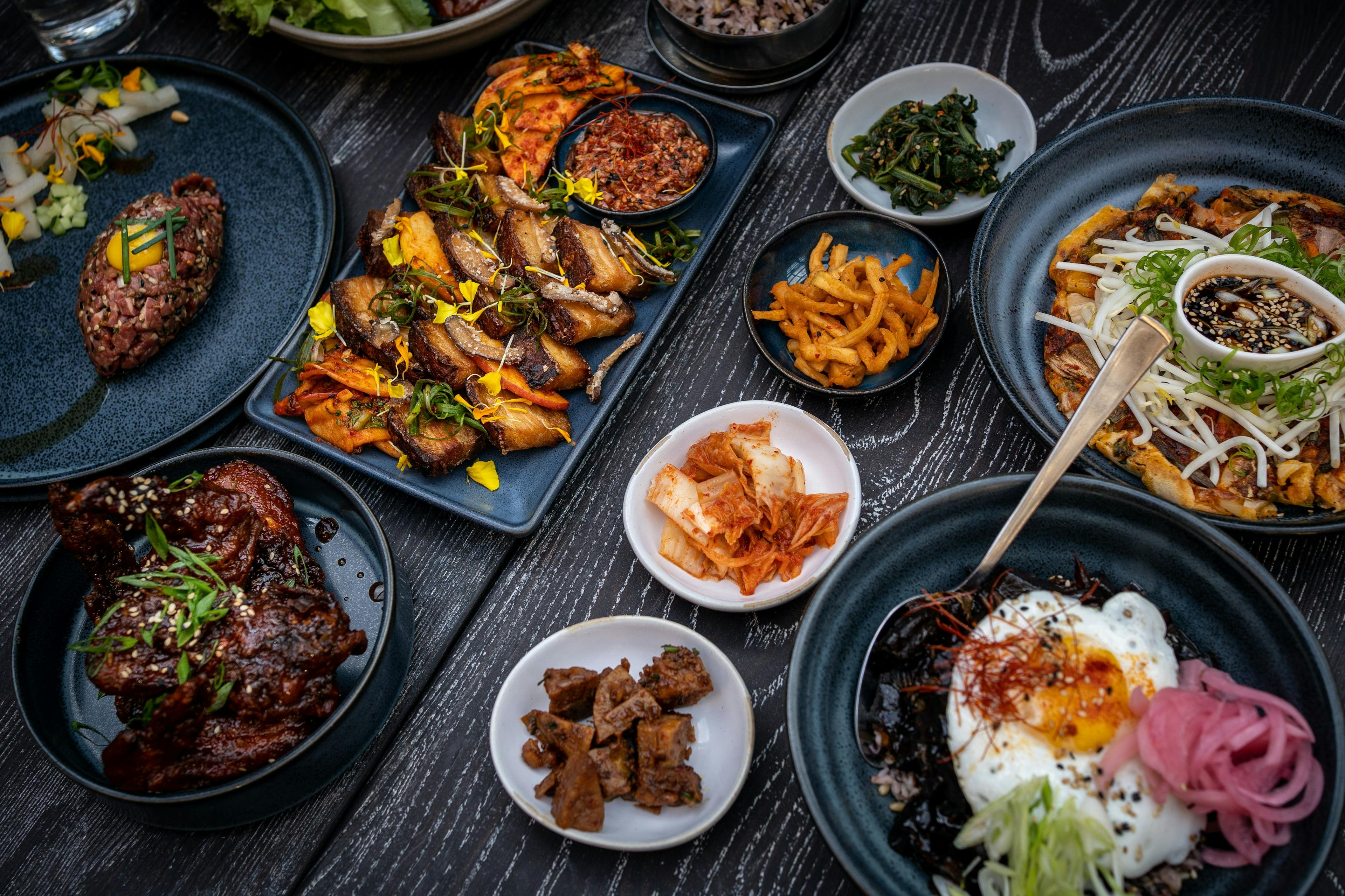 Selection of Korean food on the table