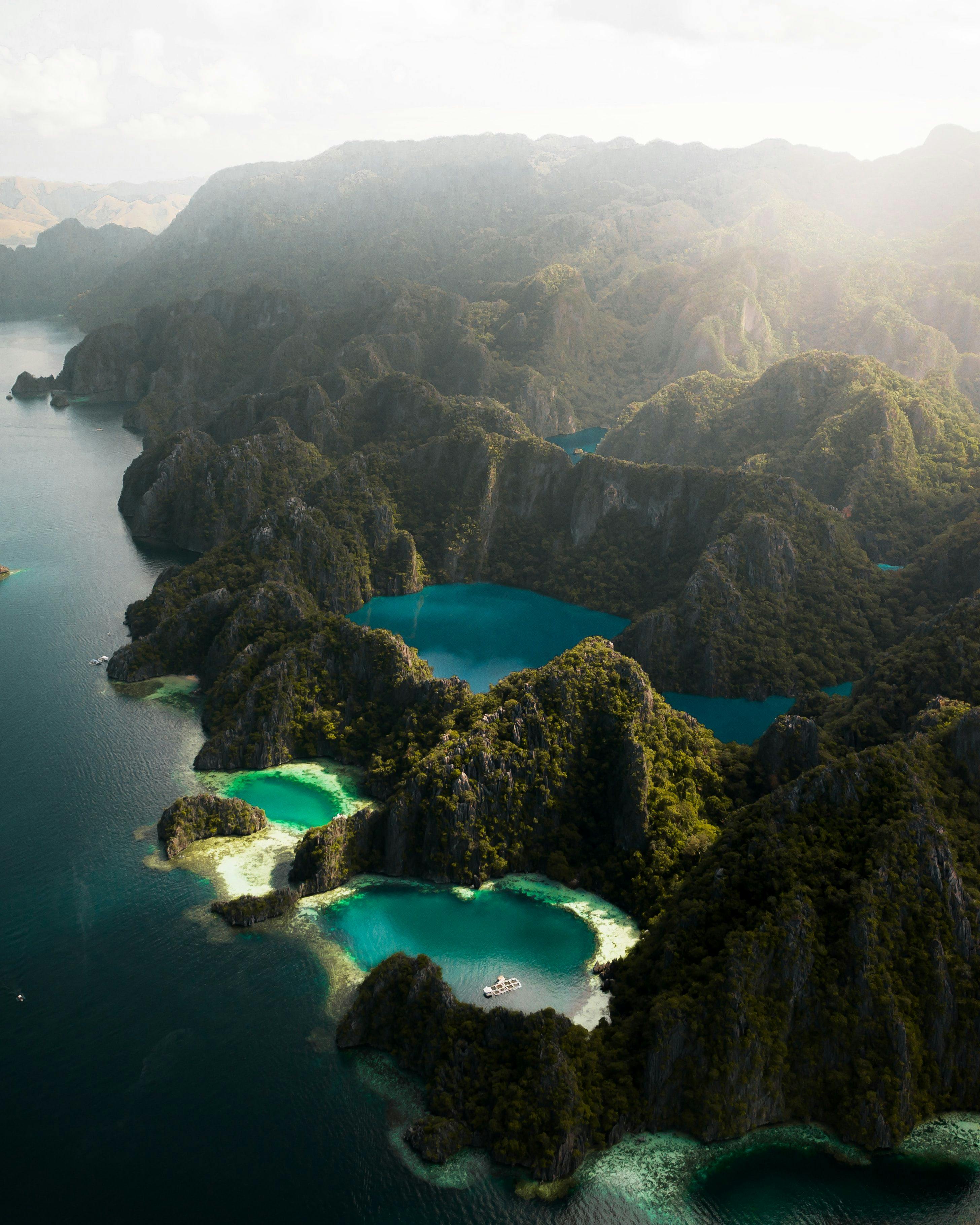 Aerial view on Coron island in Palawan, Philippines.