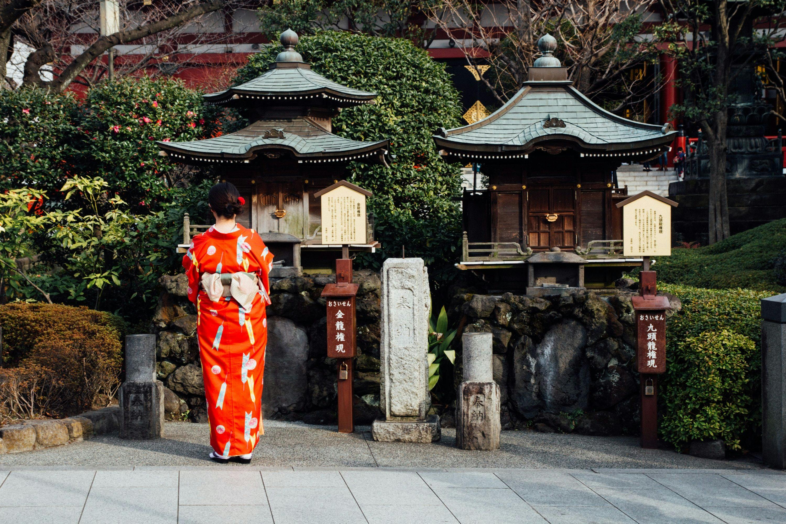 Geisha in traditional kimono in Japan