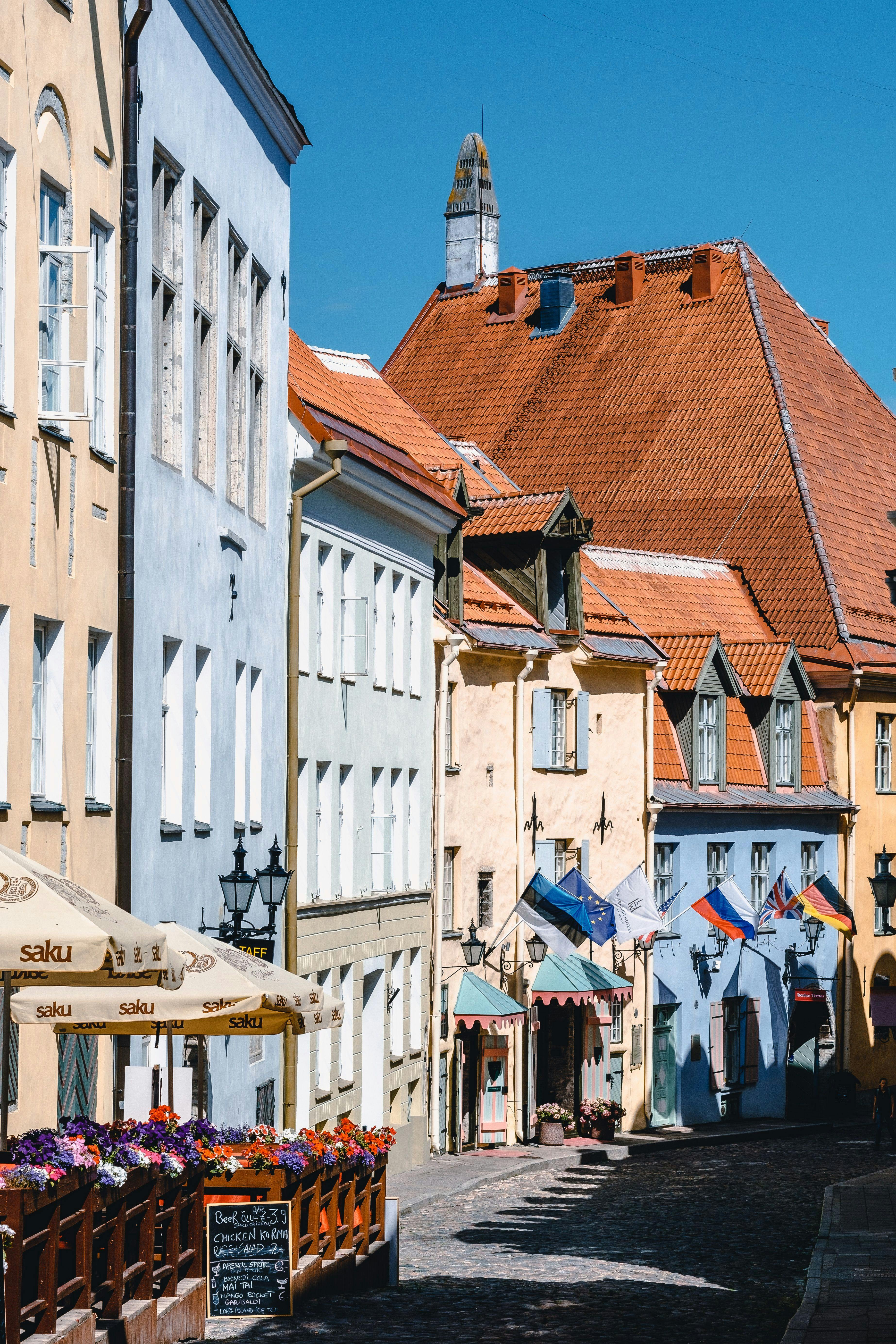 Colorful buildings in Tallinn Old Town.