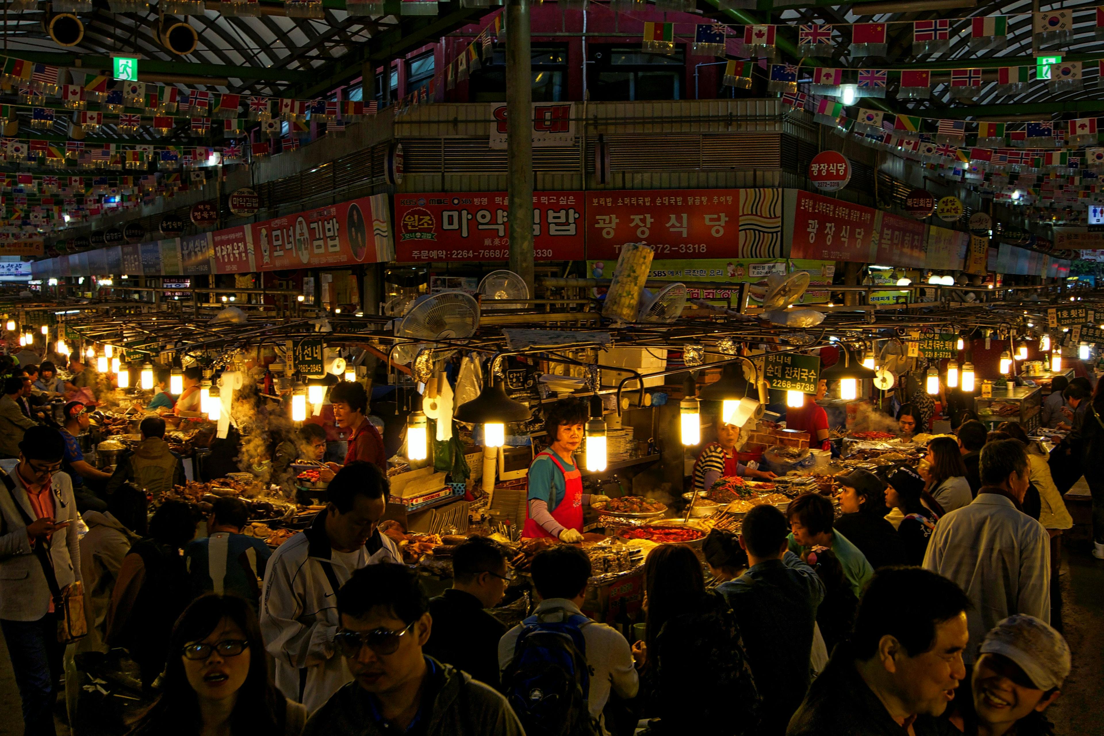 Gwangjang market in Soul in South Korea