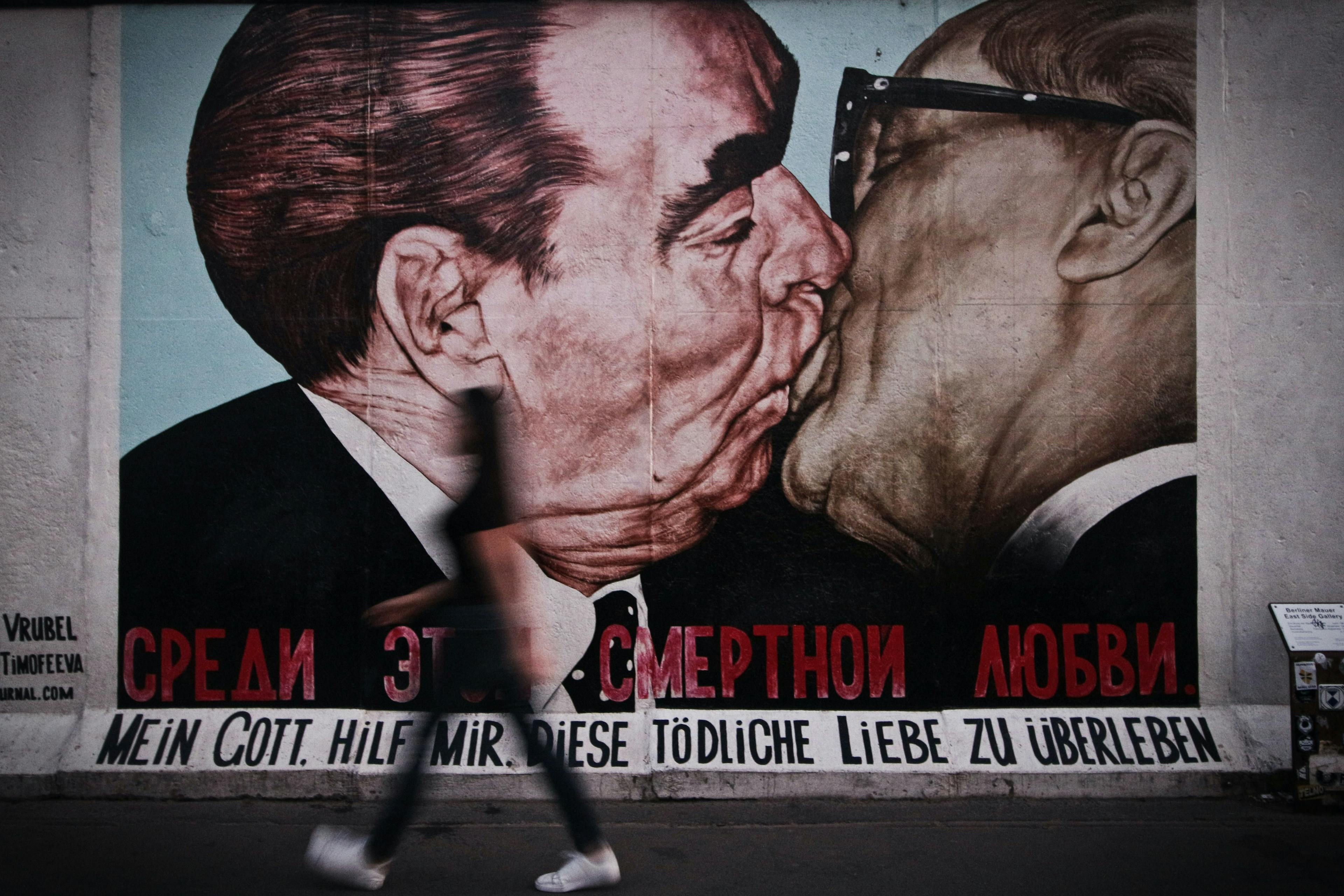 Street art on Berlin Wall in Berlin Germany