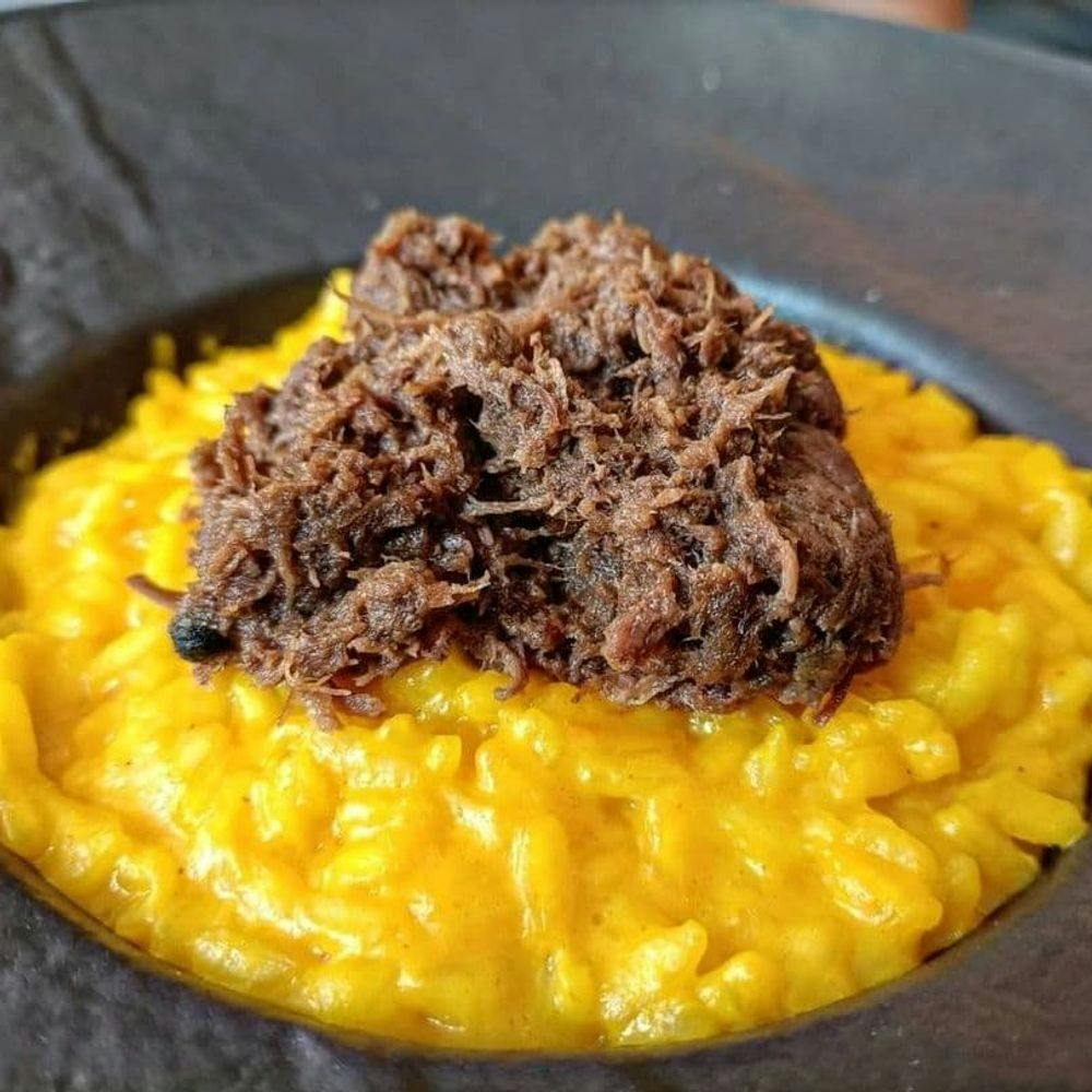 Risotto alla Milanese with meat