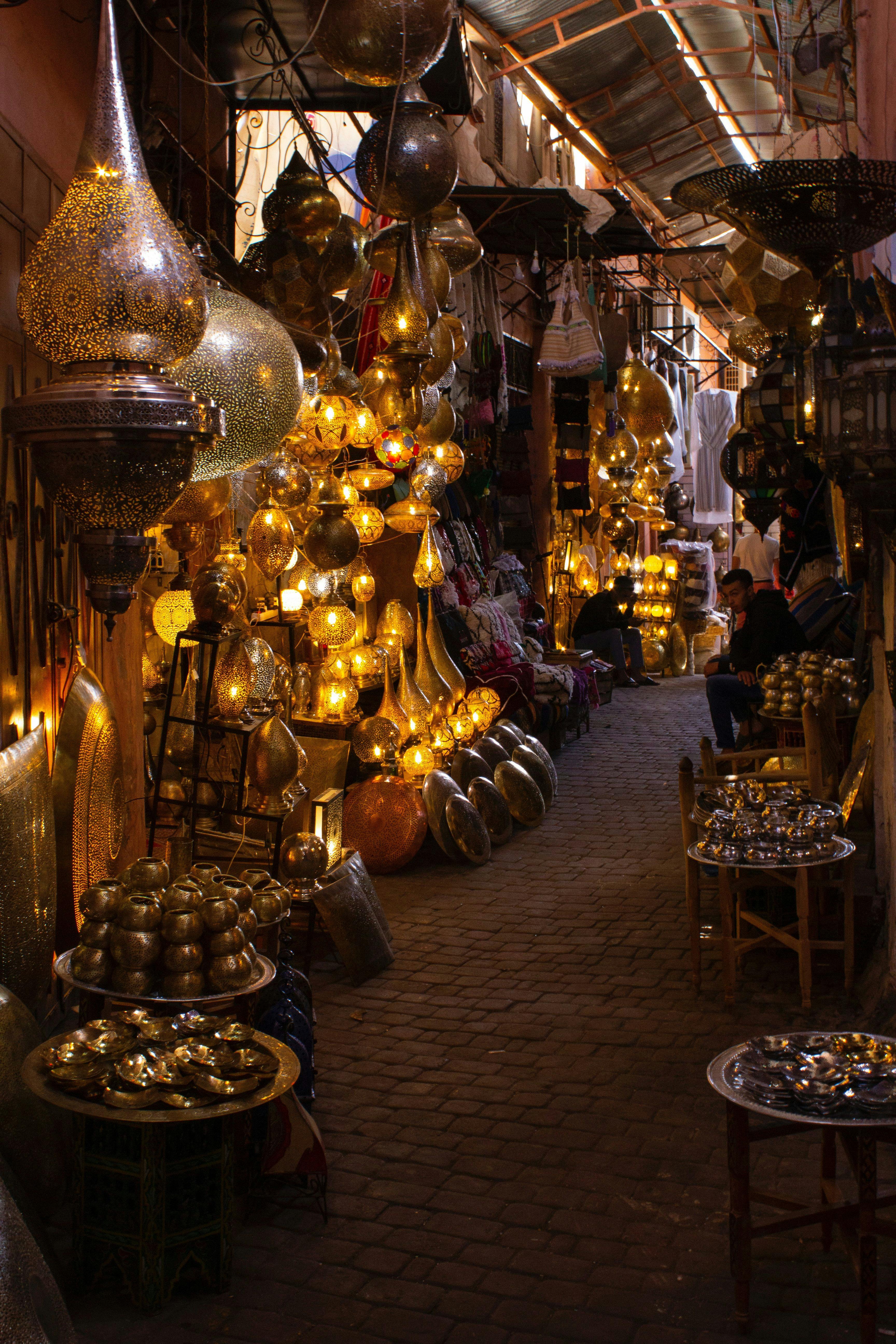 Moroccan souk in Marrakech.