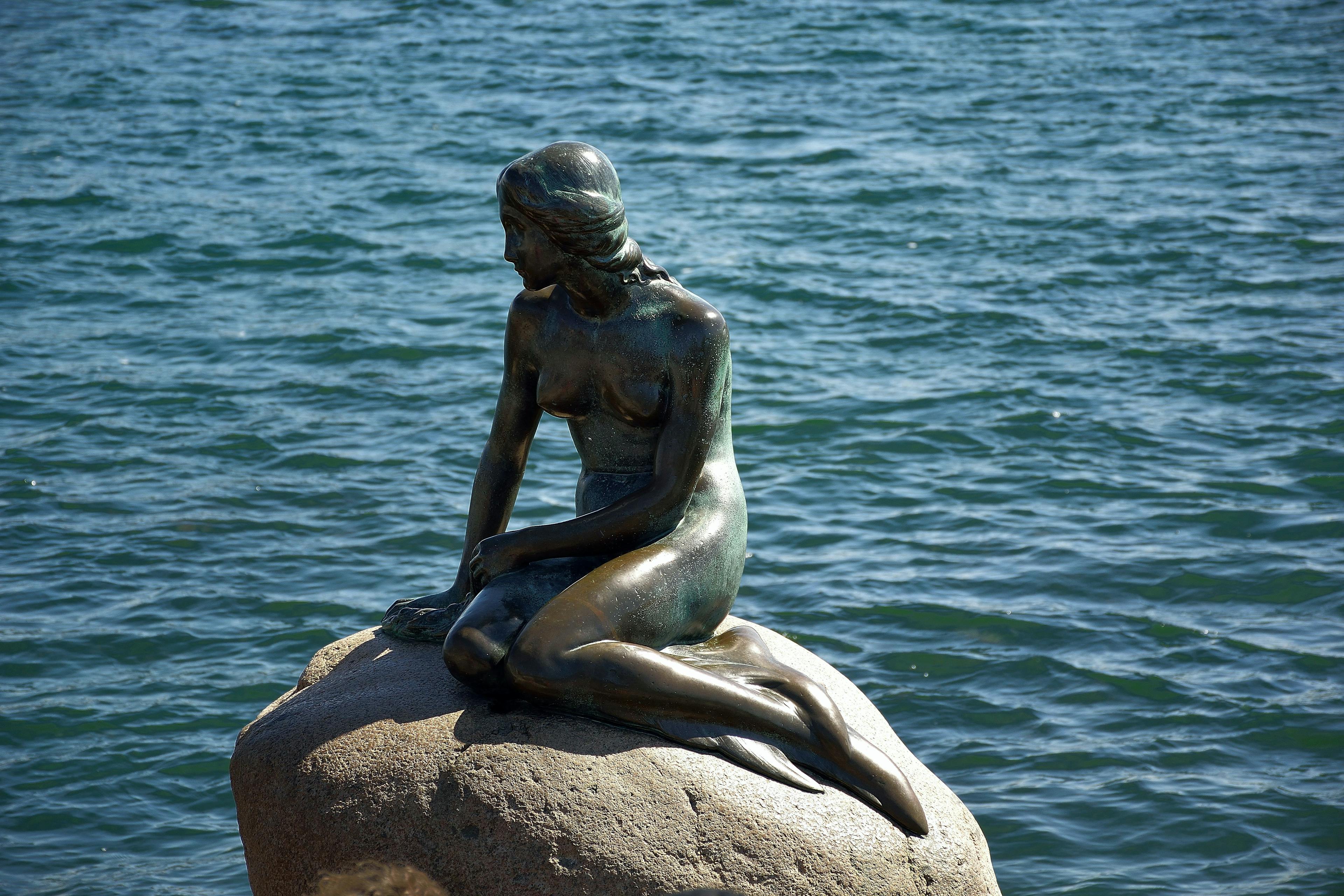 Little Mermaid statue in Copenhagen Denmark.