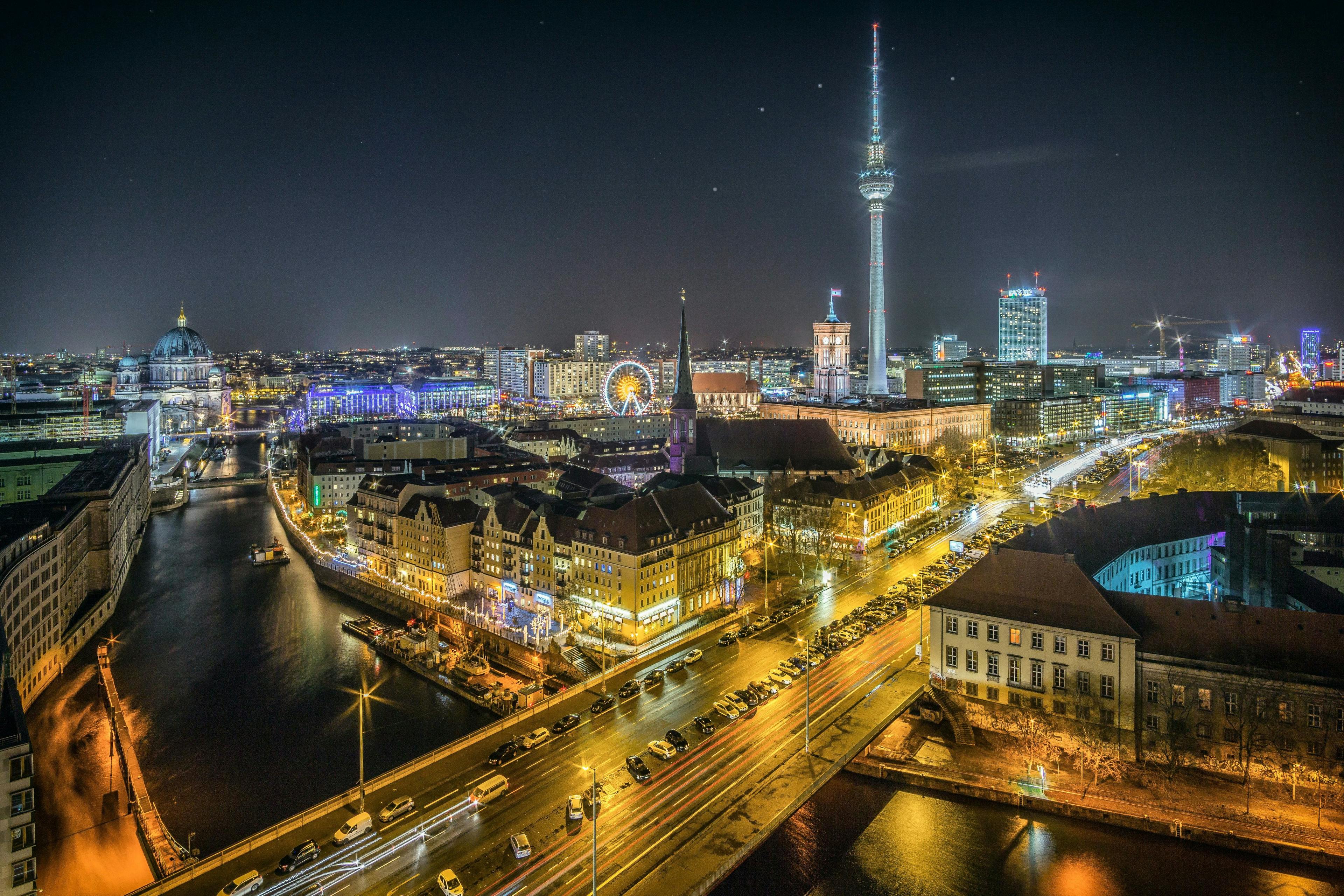 Berlin city at night