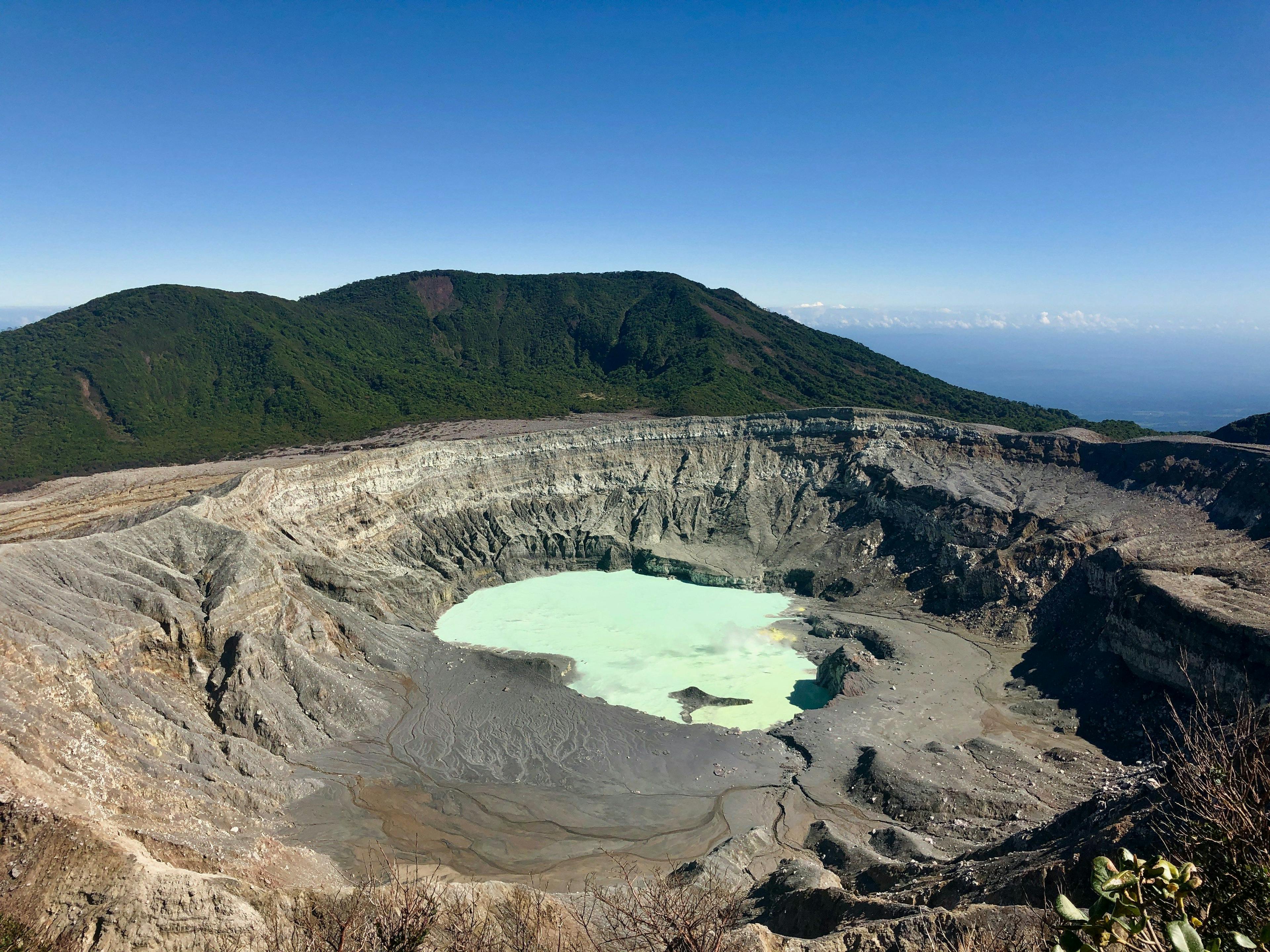 View on the caldera of Poás volcano in Costa Rica.