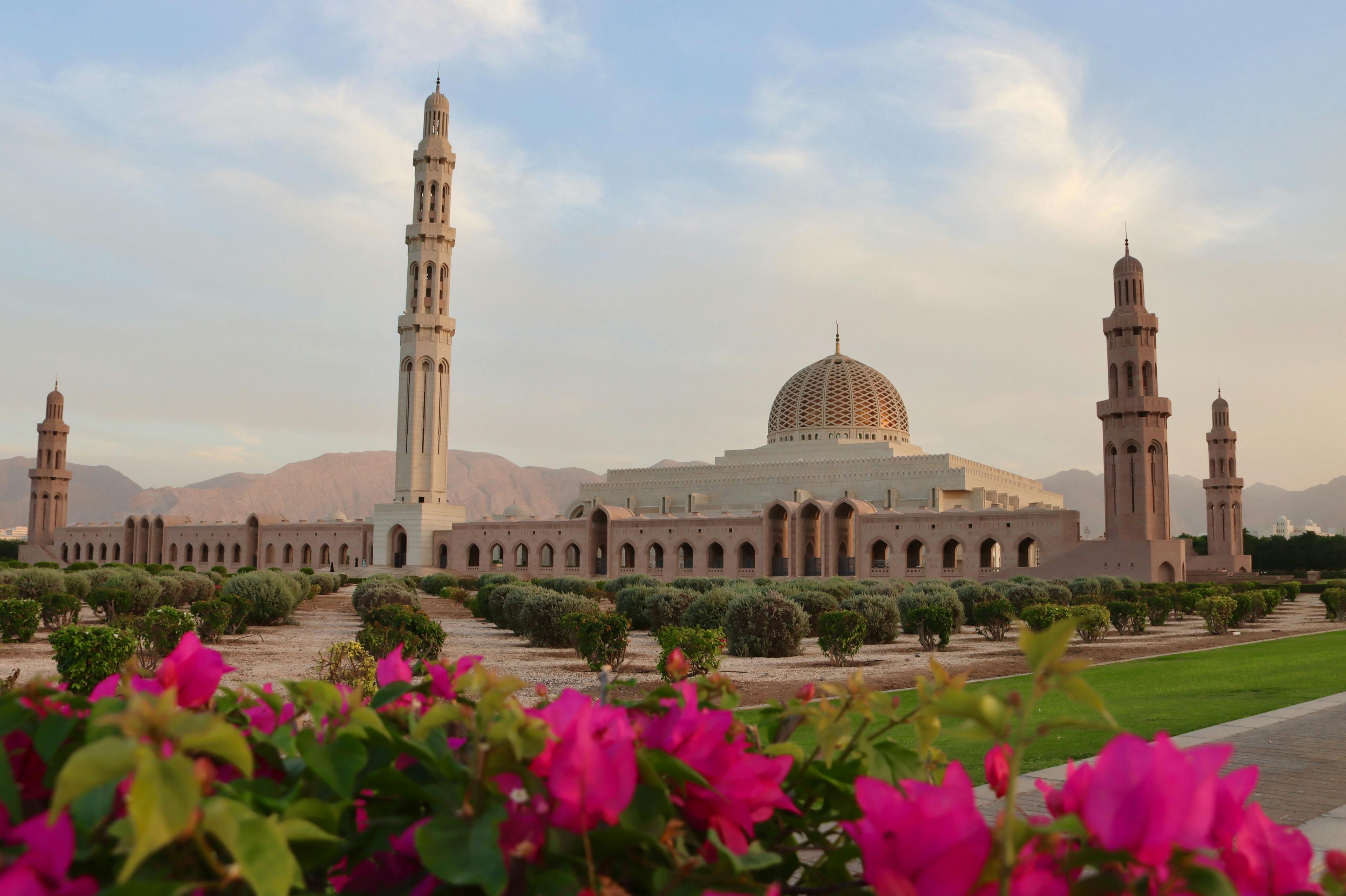 Sultan Qaboos Grand Mosque in Muscat Oman.