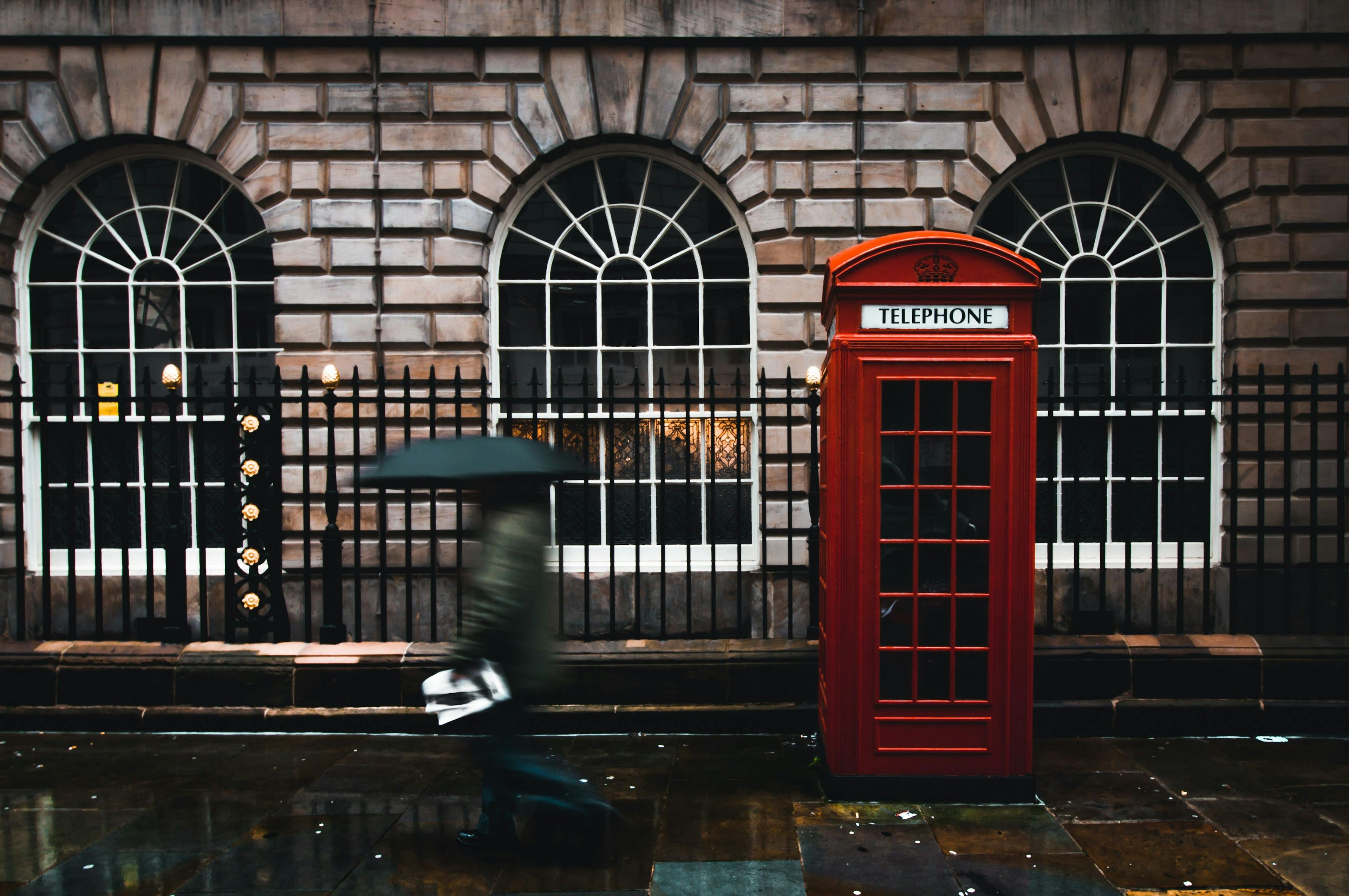 Man walking in the rain in London