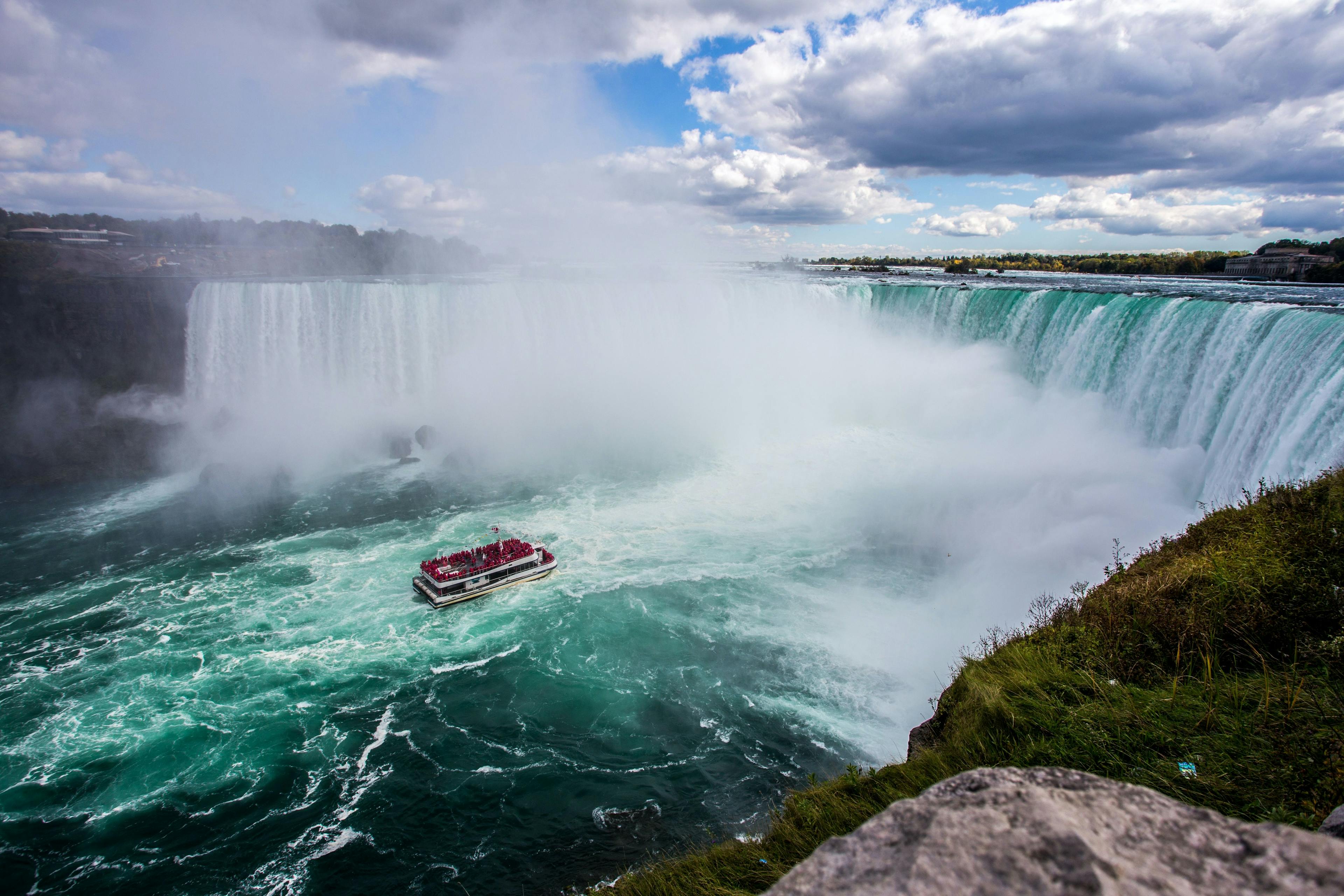 Boat approaching Niagara Falls.
