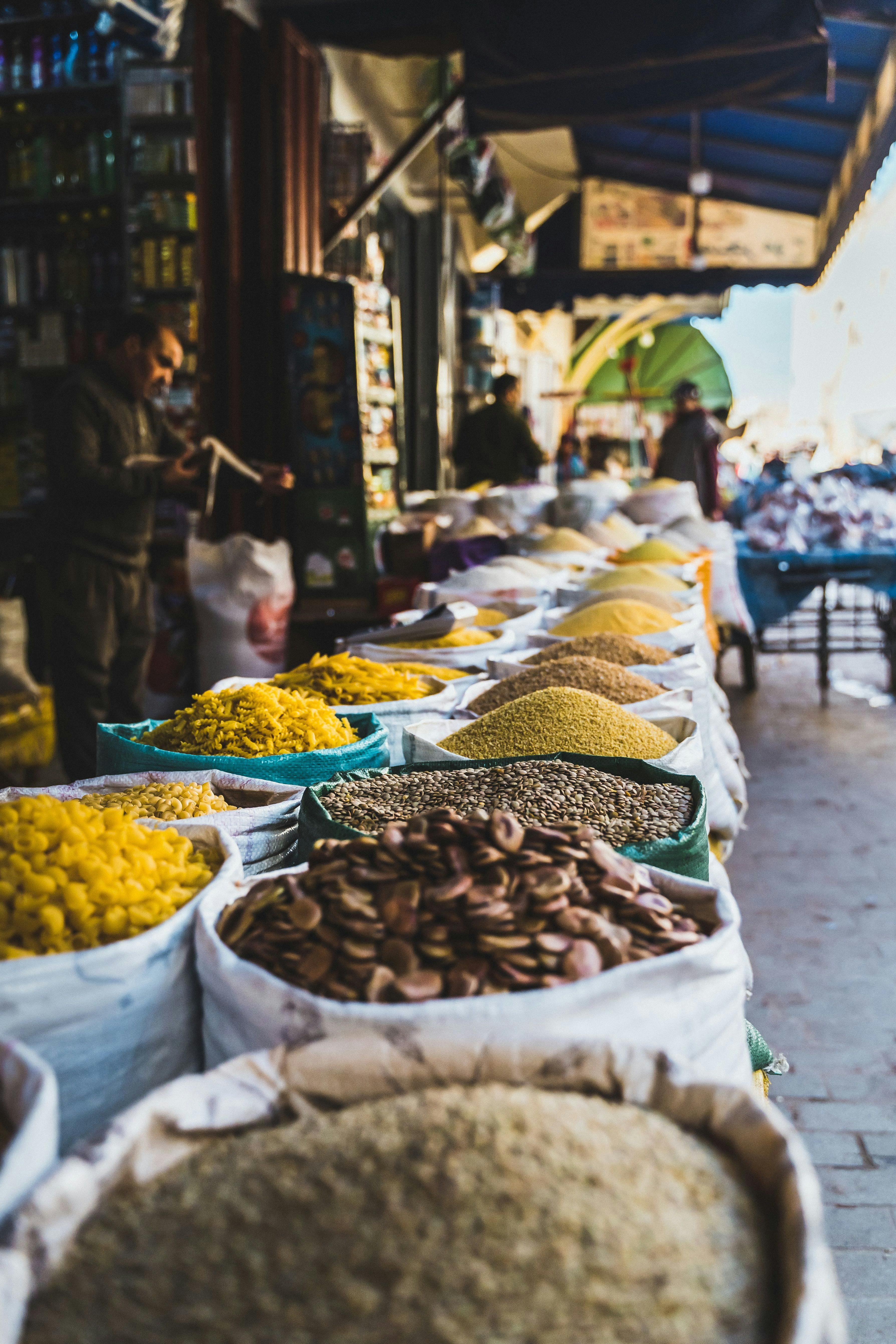Spices in the market in Fes, Morocco.