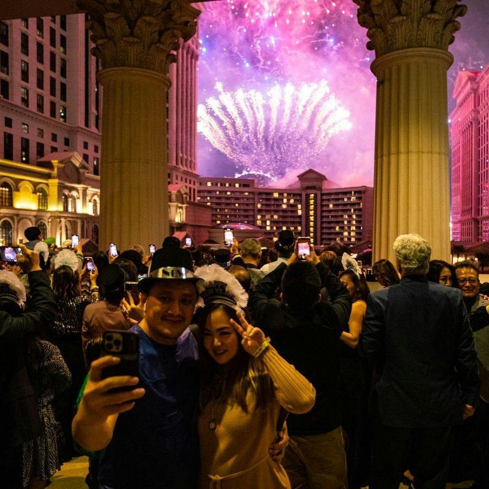 People celebrating New Year in Las Vegas USA
