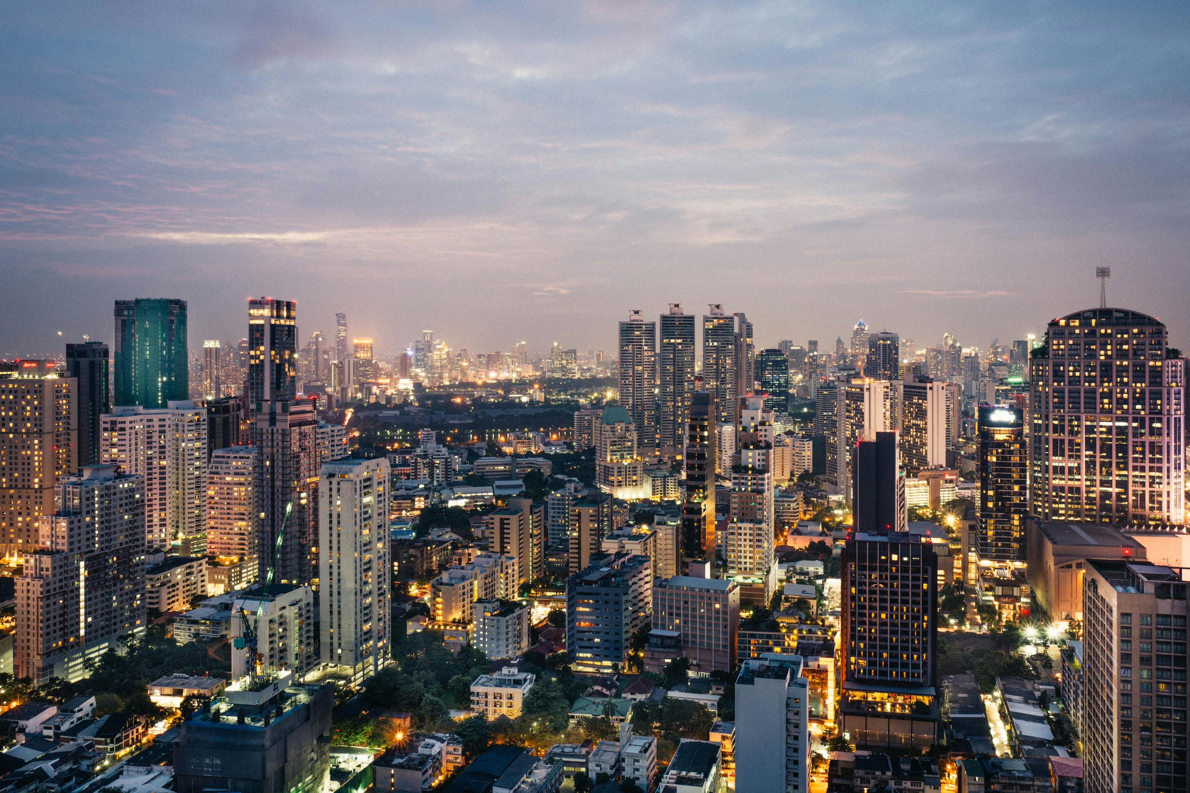 Bangkok city skyline in the dark
