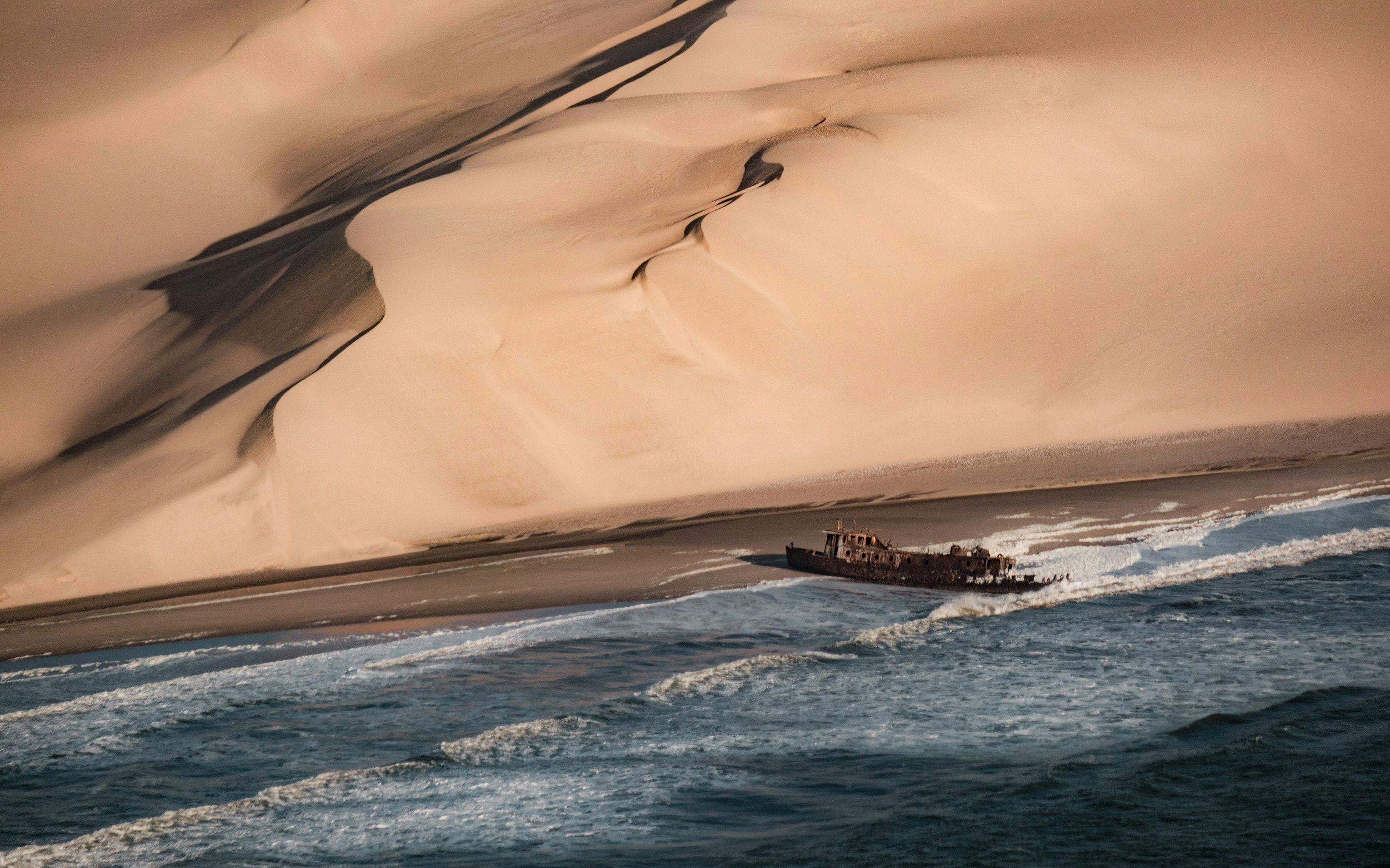 Shipwreck in Skeleton Coast in Namibia.