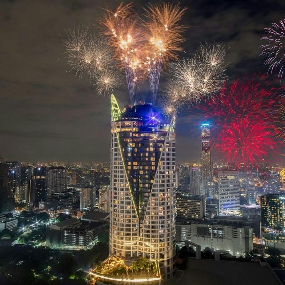Fireworks over Bangkok in New Year