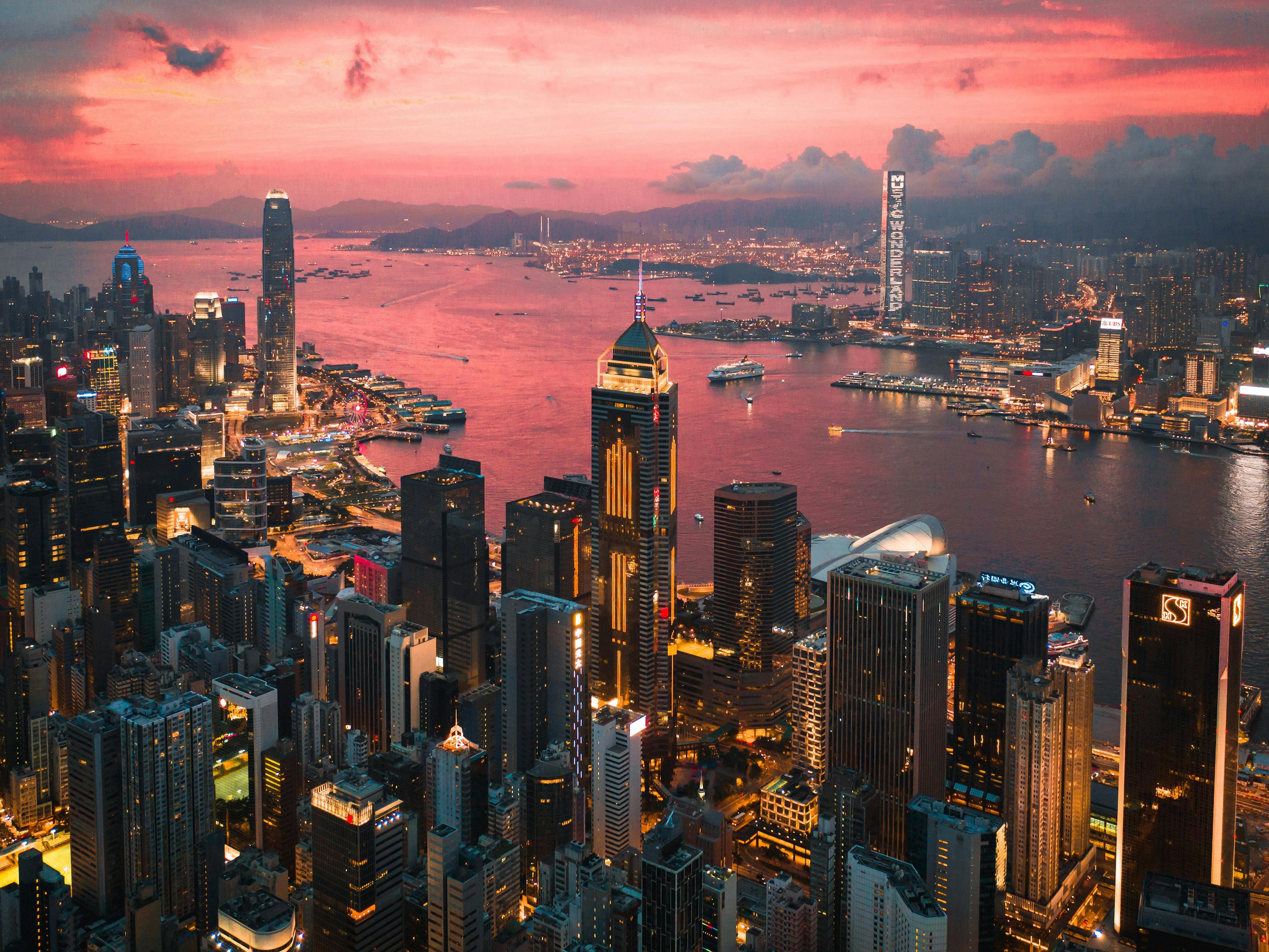 Hong Kong skyline during sunset