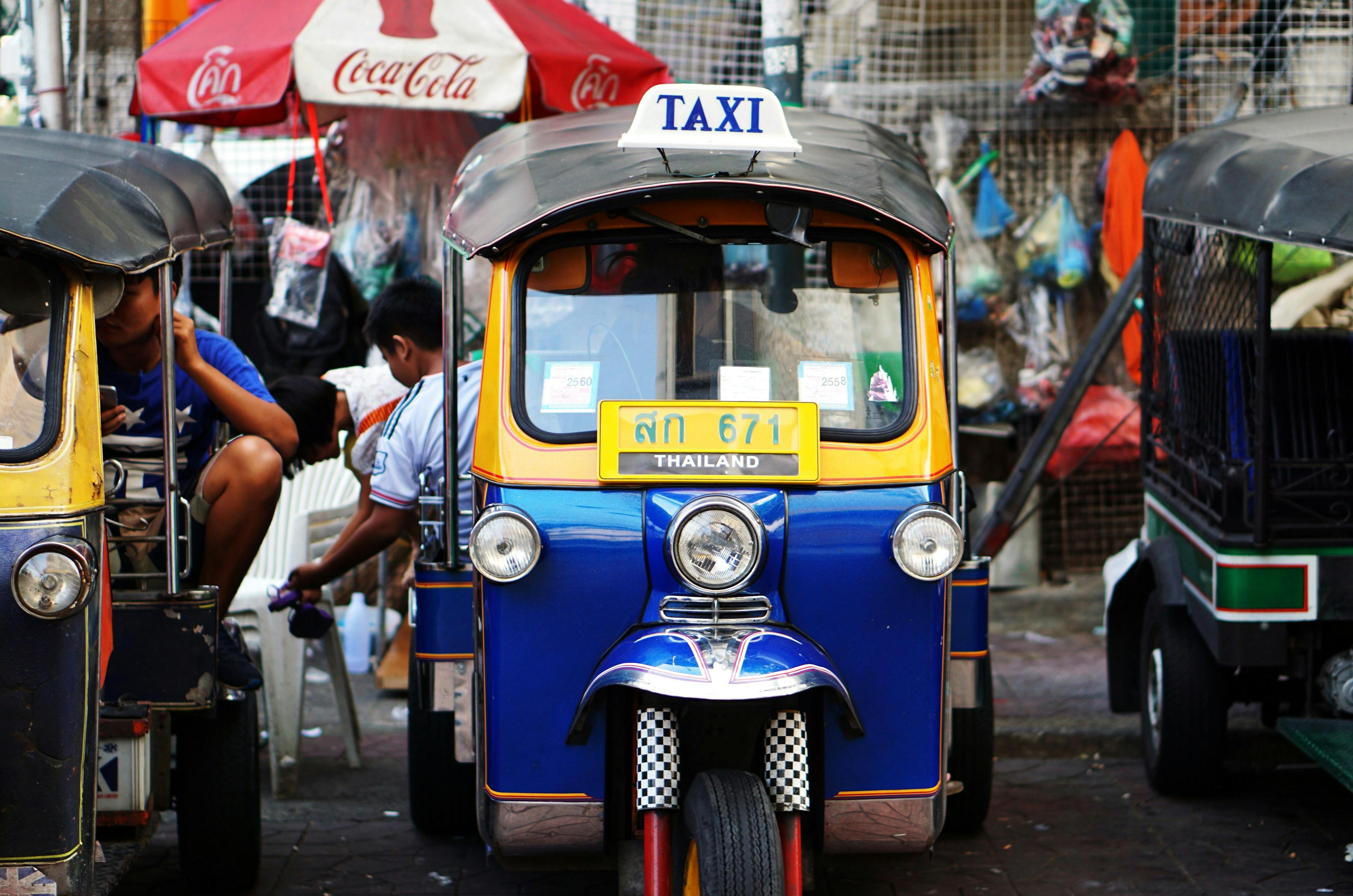 Tuk-tuks on the street of Bangkok in Thailand