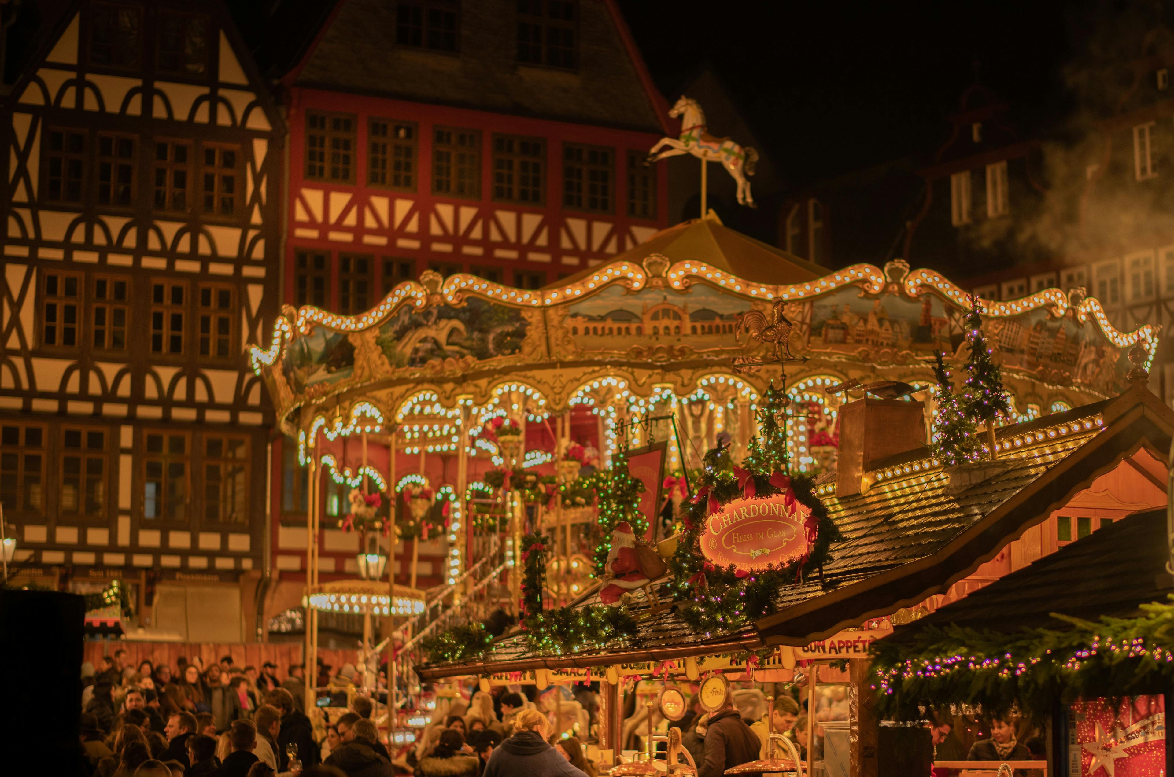 Decorated Christmas market in Germany