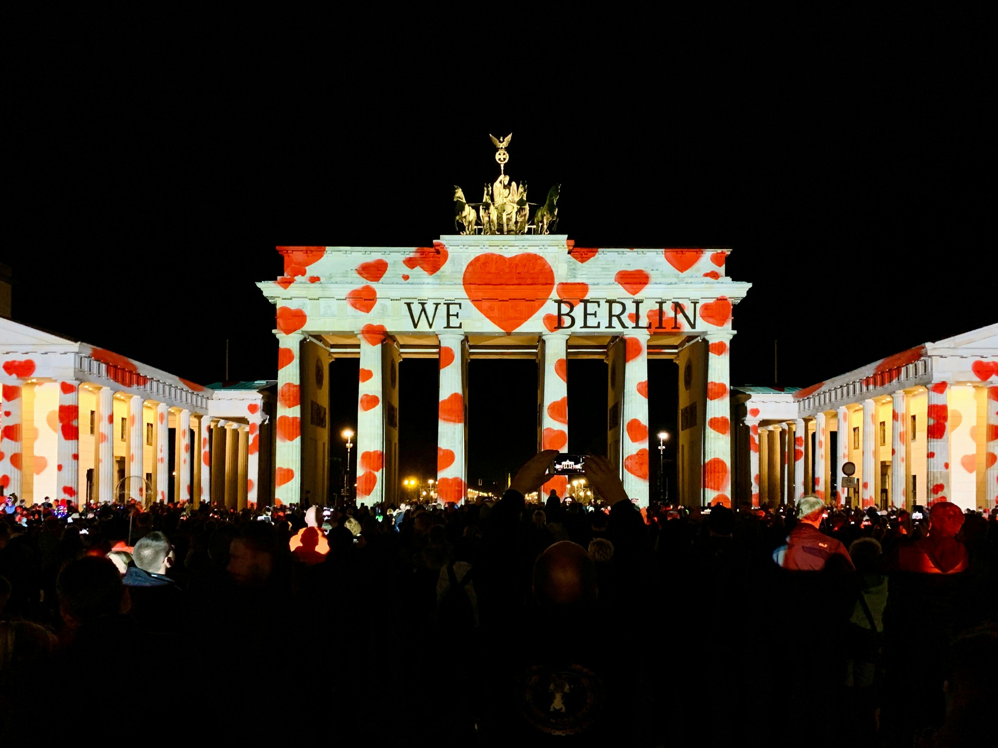 Brandenburg Gate with art installation in Berlin Germany