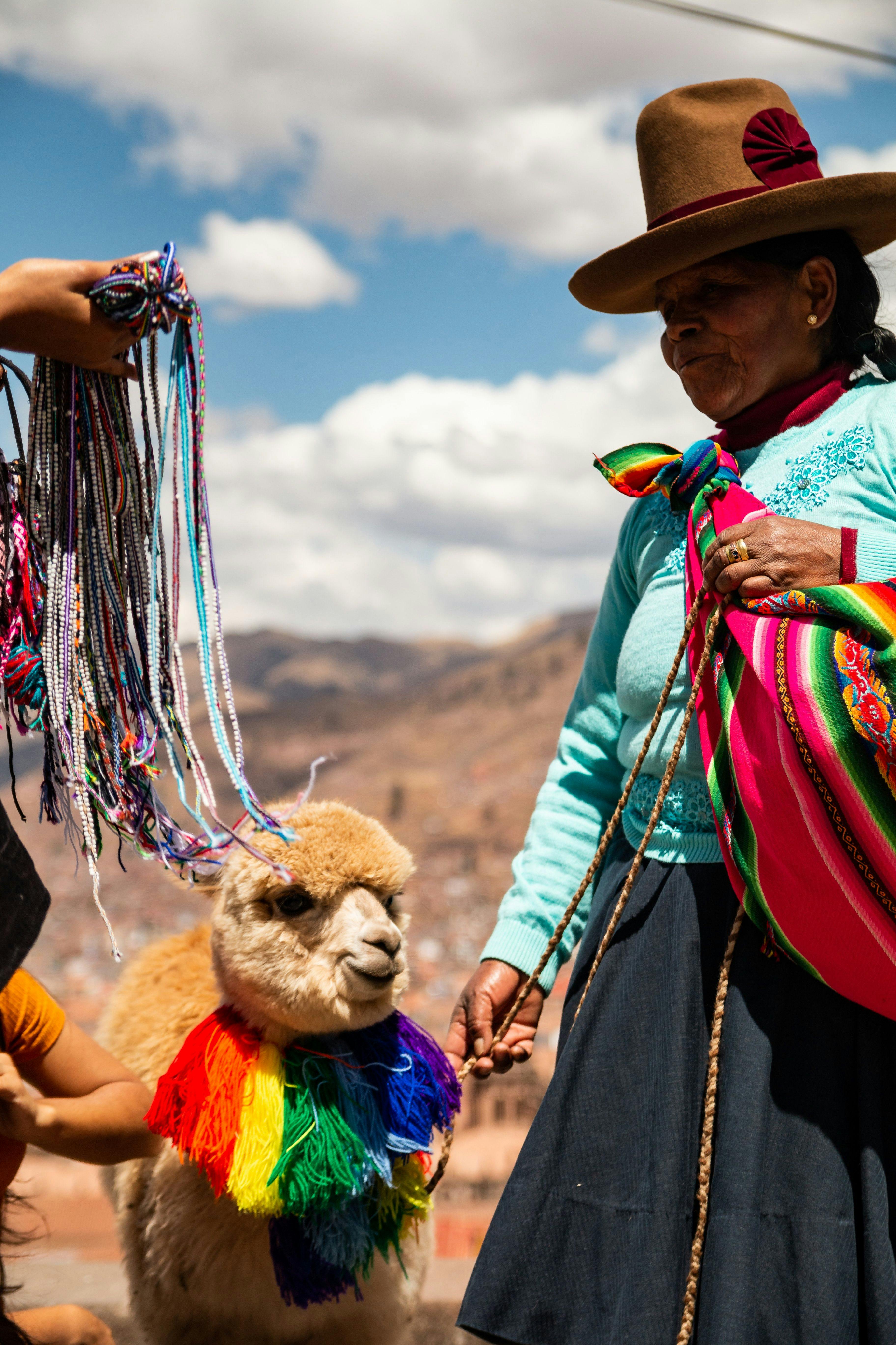 Woman in traditional clothing in Cusco Peru.